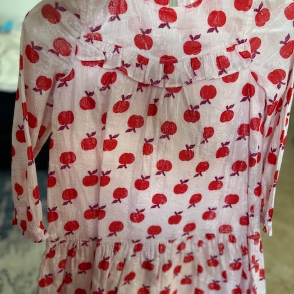 Crewcuts Apple Print Long sleeve Peasant Dress Size 8